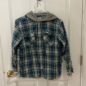 Boy’s L (14-16) LL Bean flannel line Shacket with hood.